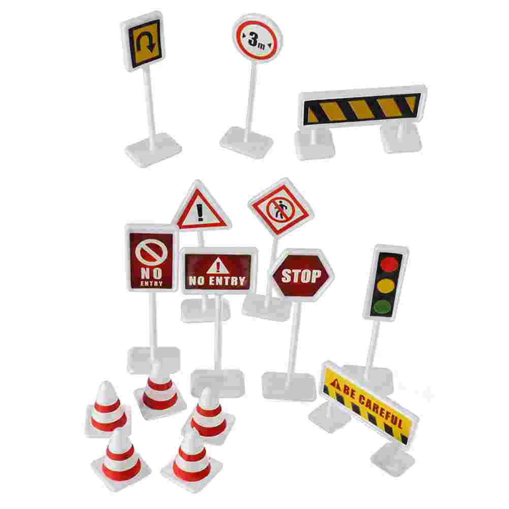 

6 Sets Roadblock Sign Simulation Roadblocks Mini Traffic DIY Toys Accessories The Cones Indicator Signs for Kid