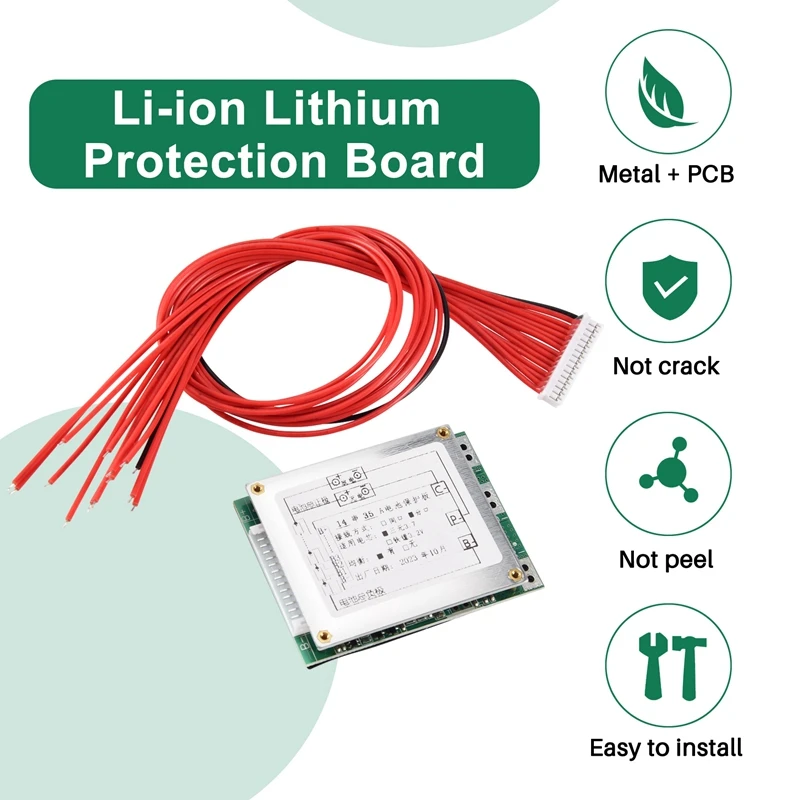 리튬 이온 리폴리머 배터리 보호 보드, 전기 자전거 스쿠터용 밸런스 포함 BMS PCB 보드, 14S, 52V, 35A