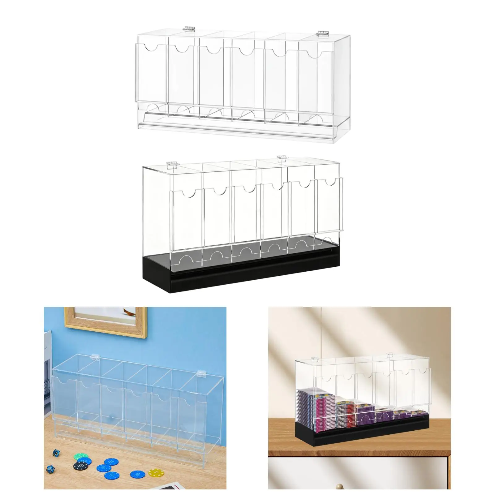 Dispenser Acrylic Display Storage Organizer With Six Slots Easy Access Card Holder Suitable for Collector Desktop Gift Storage