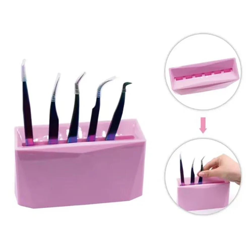 1 Juego de soporte de almacenamiento de pinzas de pestañas acrílicas, 6 uds., herramientas de extensión de pestañas, organizador de alicates, soporte práctico