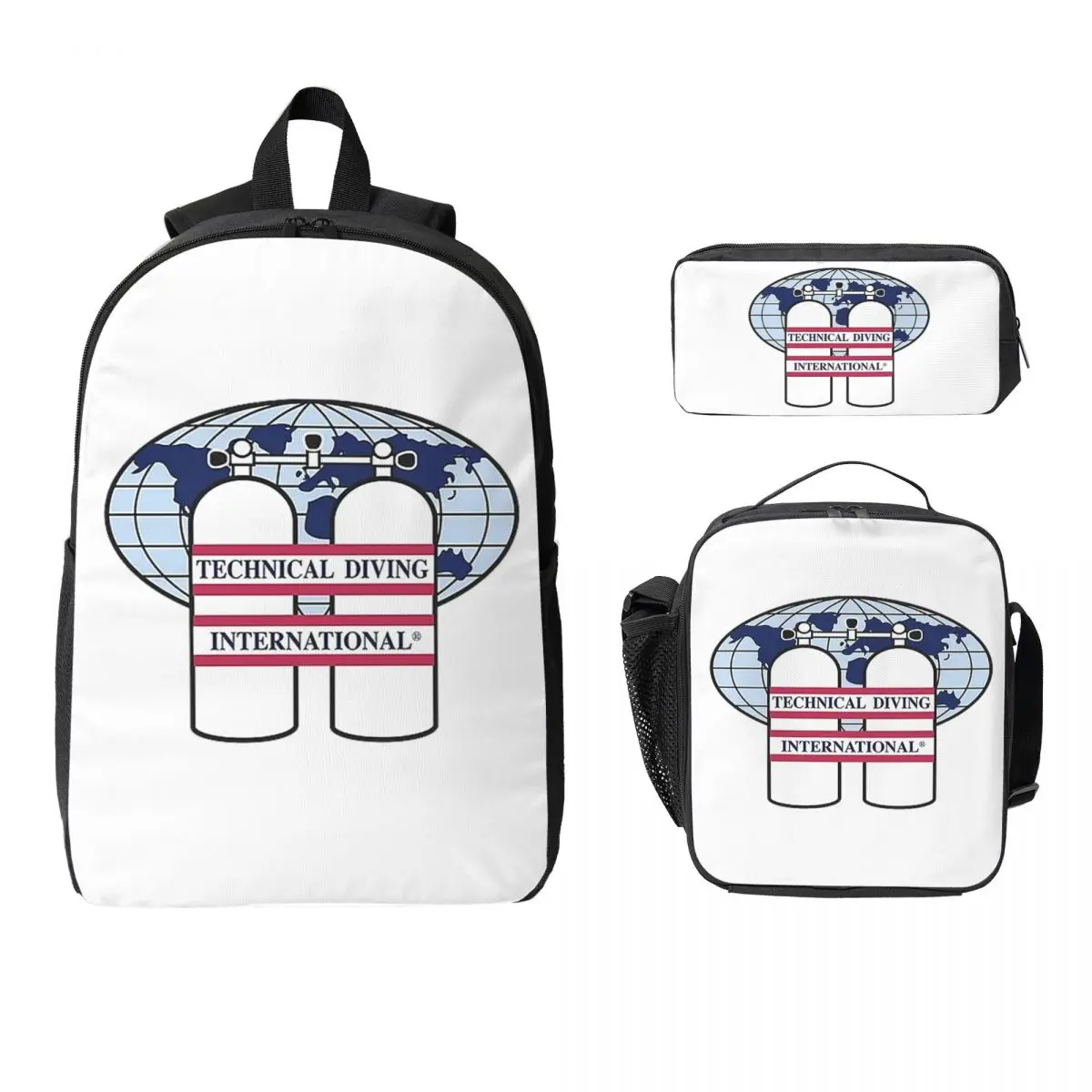 Scuba Diving DIVE Scuba Diver Gift Backpack BookBag School Bag Computer Shoulder Bags 3ps Insulated Lunch Bag Pencil Case