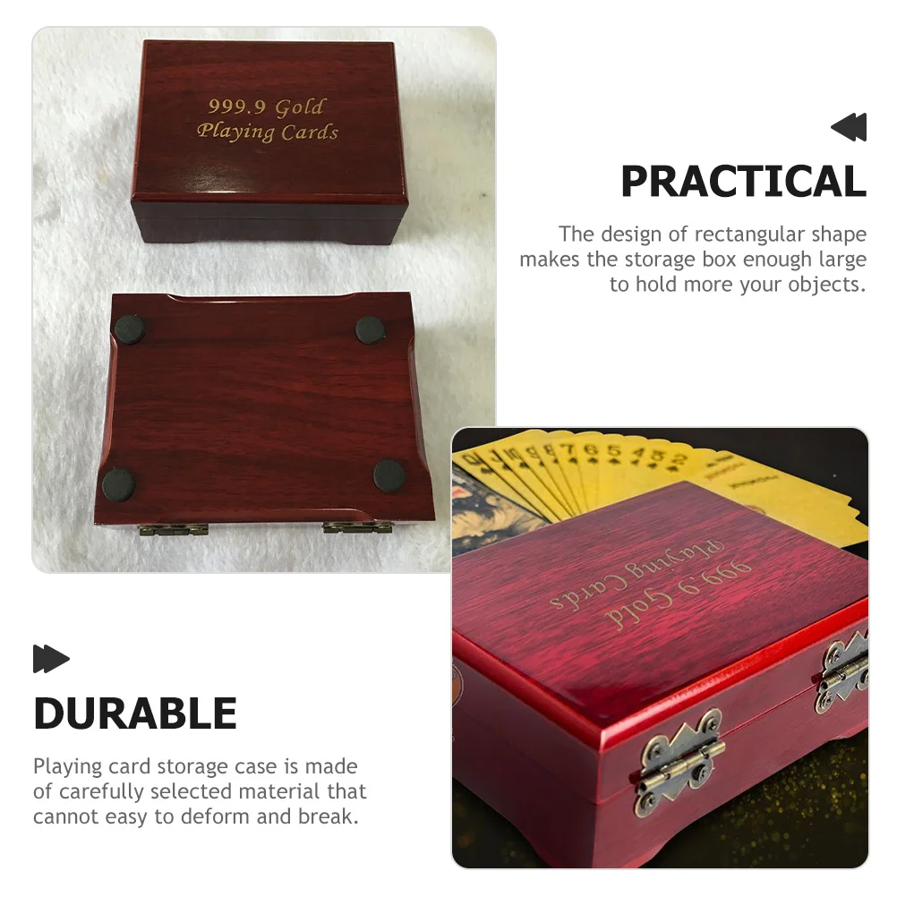 

Rectangular Wooden Playing Card Storage Box Poker Cards Case Jewelry Candy Trinket Container Versatile Box