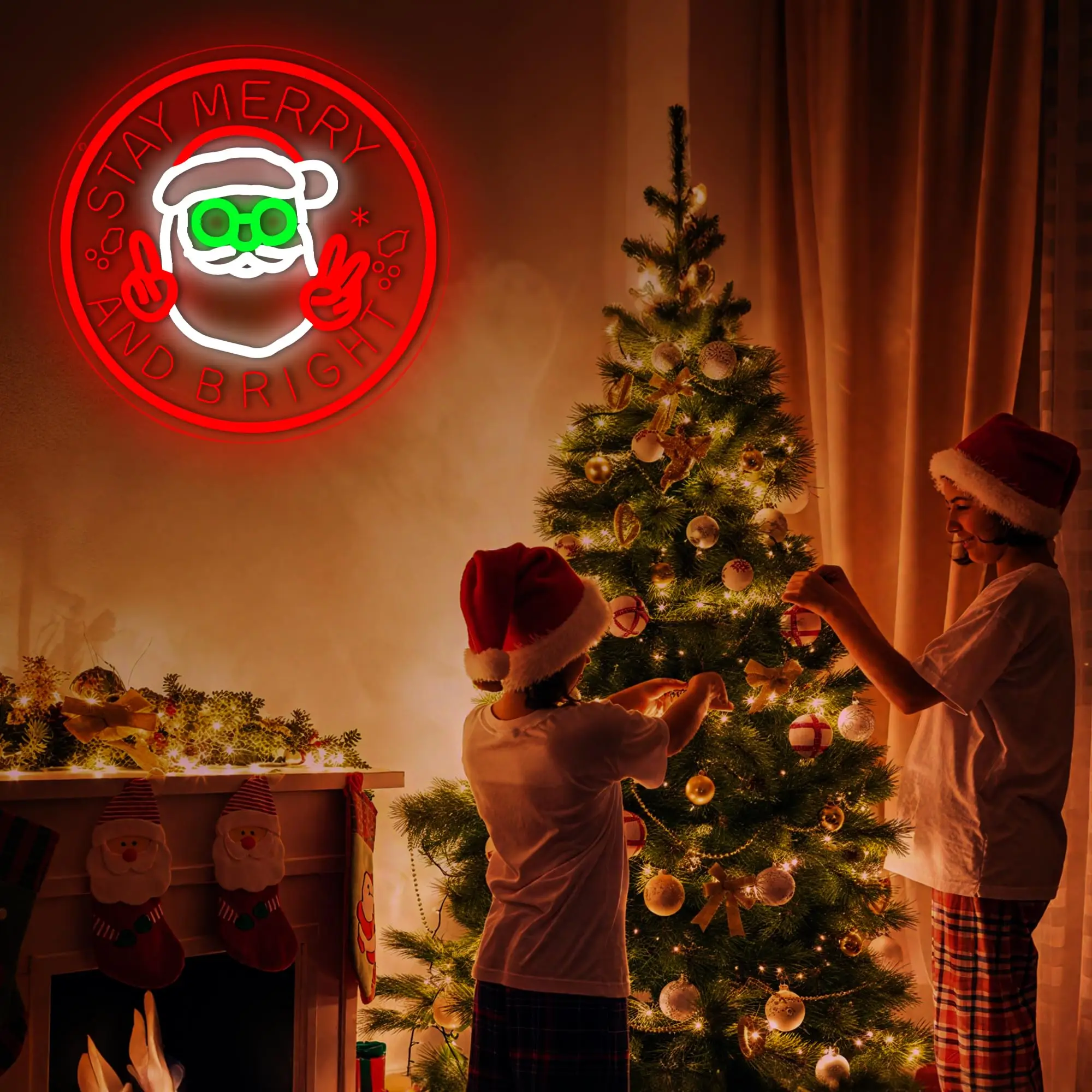 عيد الميلاد سانتا كلوز النيون نحت عكس الضوء تضيء تسجيل جدار ديكور للحزب غرفة نوم المنزل متجر عطلة مهرجان