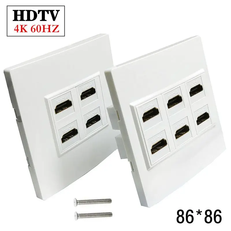 Type 86 4K 3840* 2160@60HZ 4-Port 6-Port HDMI Compatible High-Definition Panel Wall Socket Audio And Video Socket