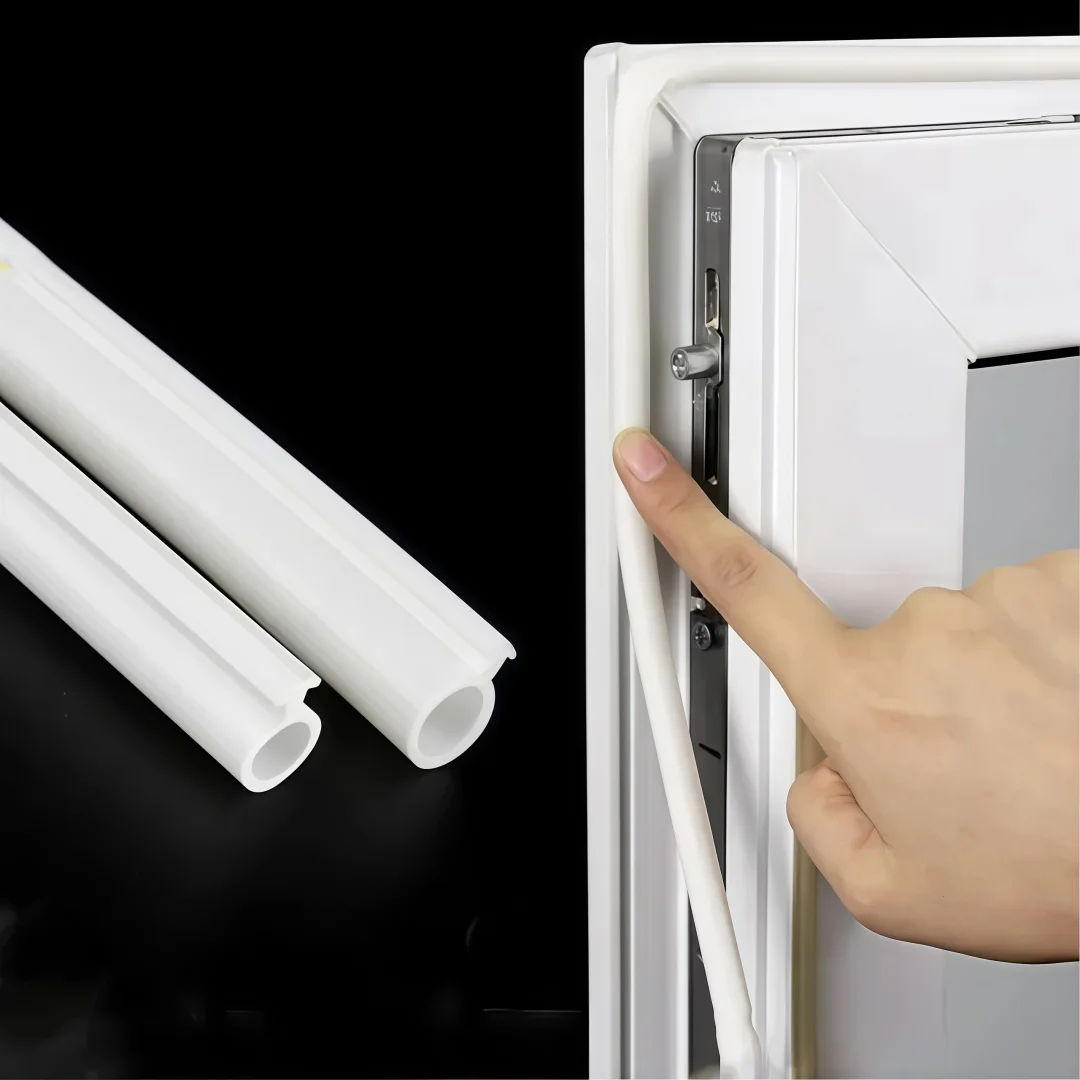 Cinta de sellado de goma tubular en forma de O para puertas y ventanas de acero y plástico, con ranura para tarjetas y conector tipo bulbo hueco