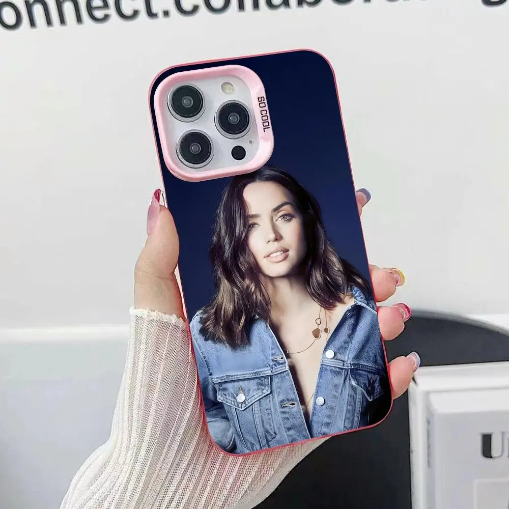 Ana de Armas Mobile Phone Case for iPhone 17 16 15 14 13 12 11 X XR XS 8 7 Pro Max Plus Translucent Pink Cover Cellphones Cover