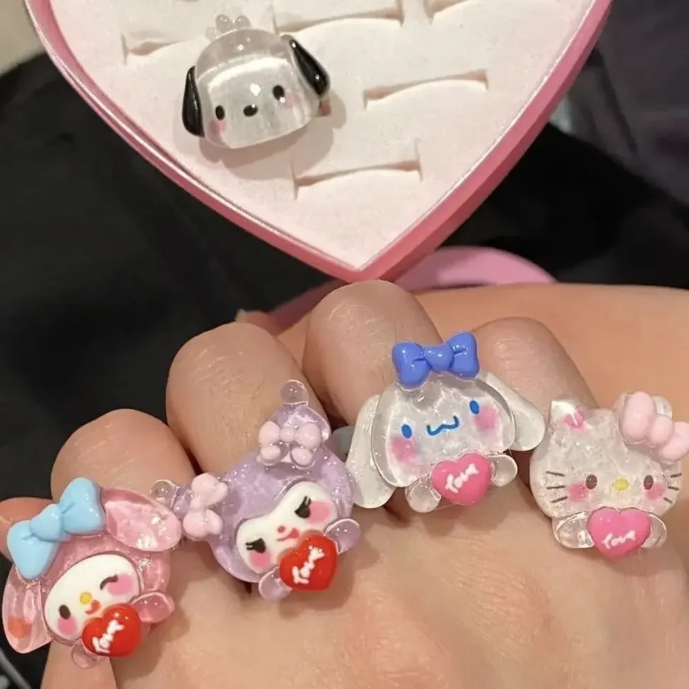 Wholesale Cute Hello Kitty Sanrio Ring Kulome Girl Heart Cartoon Pacha Dog Ring Men and Women Send Girlfriend Adjustable Ring