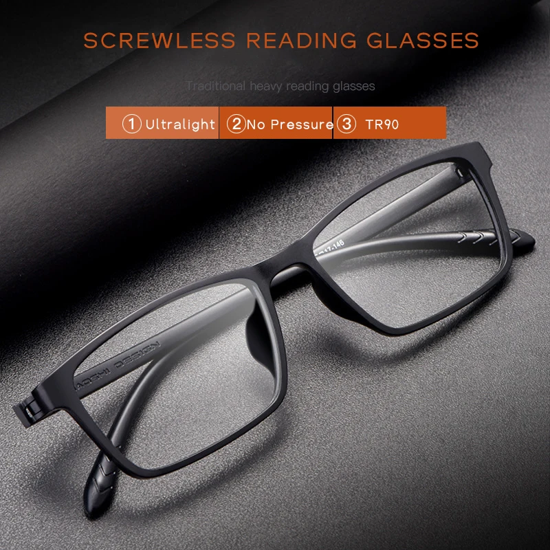 TR90 Screwless & Non-Metallic Anti Blue Light Reading Glasses,Men Women Square Ultralight Eyeglasses Black Grey Clear RX1X2