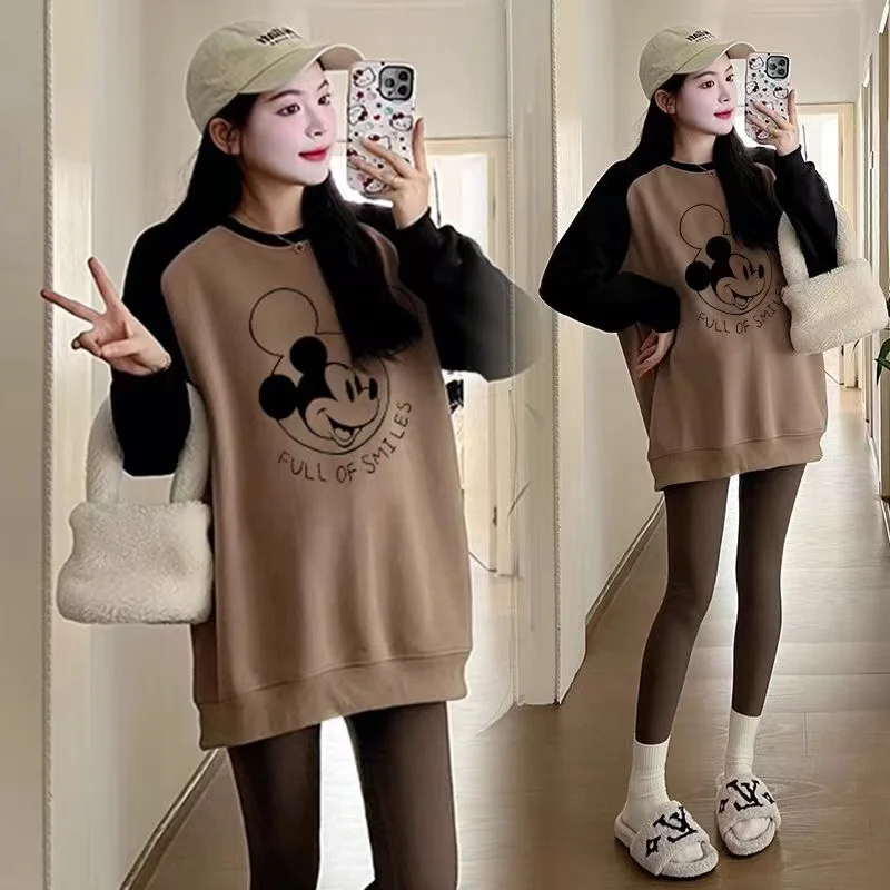 ربيع الخريف الأمومة البلوز الكرتون ميكي ديزي طباعة ملابس حريمي الحوامل طويلة الأكمام تي شيرت لطيف الحمل بلايز المحملة