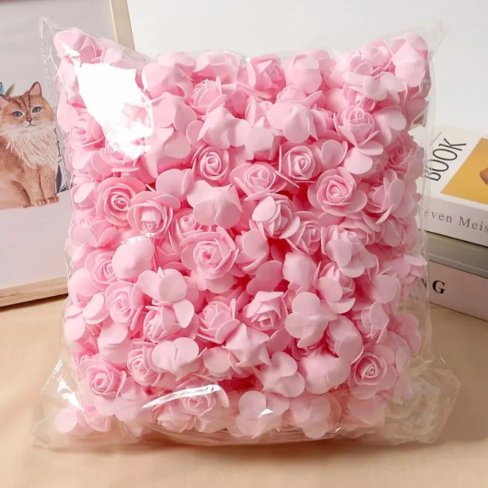 50/100Pcs Rose Artificial Flowers 3.5cm PE Foam Fake Flowers Teddy Bear Home Decor Wedding Decoration DIY Gifts Box Accessories