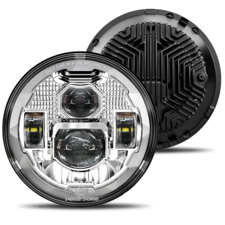 

2023 Модернизированные 1000% яркие антибликовые 7-дюймовые светодиодные фары, круглые, совместимые с Jeep Wrangler JK JKU TJ LJ Austin MG Nissan