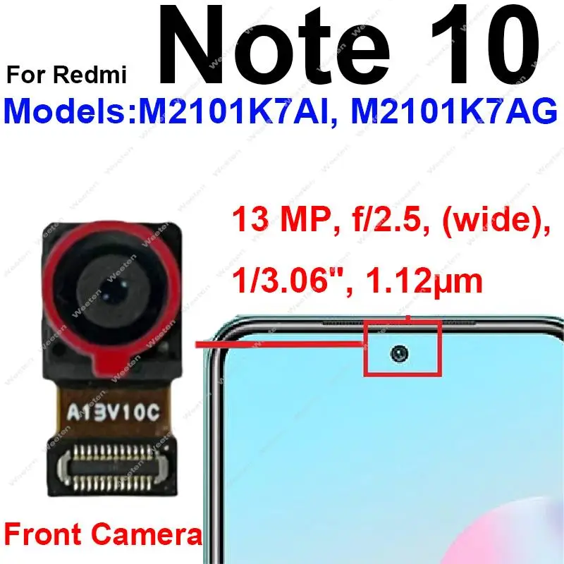 For Xiaomi Redmi Note 10 10 Pro 10S Rear Back Main Camera Primary Front Selfie Samll Facing Camera Flex Cable Parts