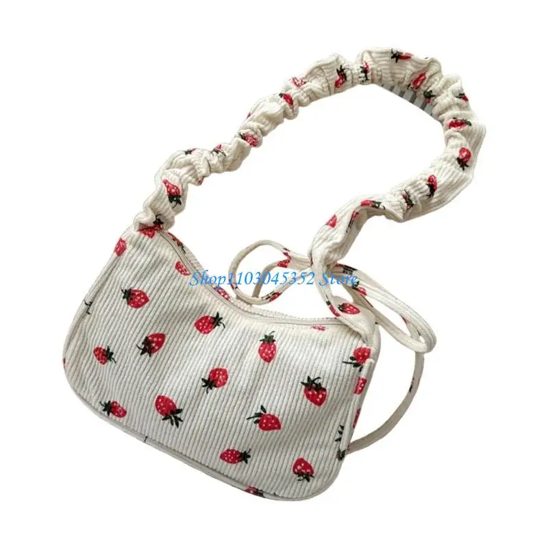 

Fashionable Strawberry Shoulder Bag Ruched Crossbody Satchel For Trendy Women