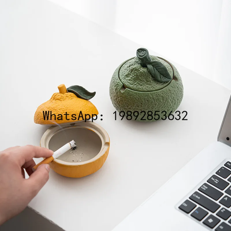 

PYJ ceramic ashtray household coffee table with lid personalized trend decoration windproof and fly ash proof