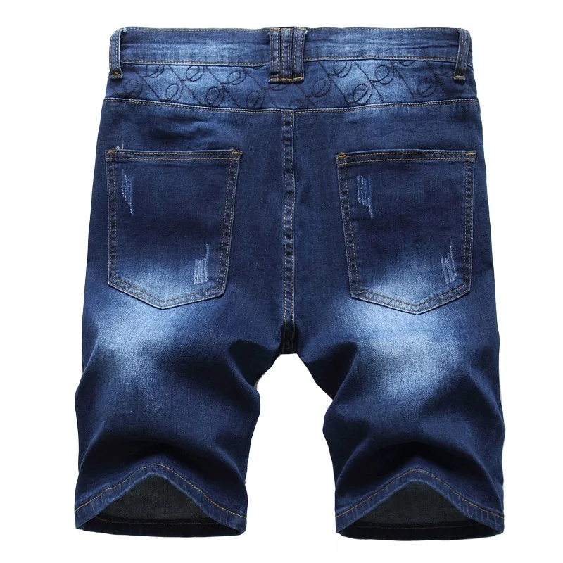 Multi-pocket Zipper Vintage Jeans Male Summer New Fashion Denim Shorts for Men Stretch Straight Casual Denim Shorts Gray Blue