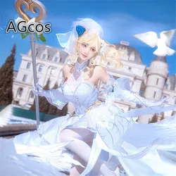 AGCOS LOL Crystal Rose Luxanna Cosplay Costume Woman Christmas Gift Cosplay Dress