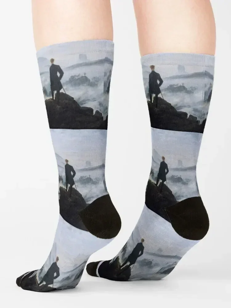 Wanderer Above the Sea of Fog Caspar David Friedrich Socks Crossfit happy Stockings man winter gifts Mens Socks Women's