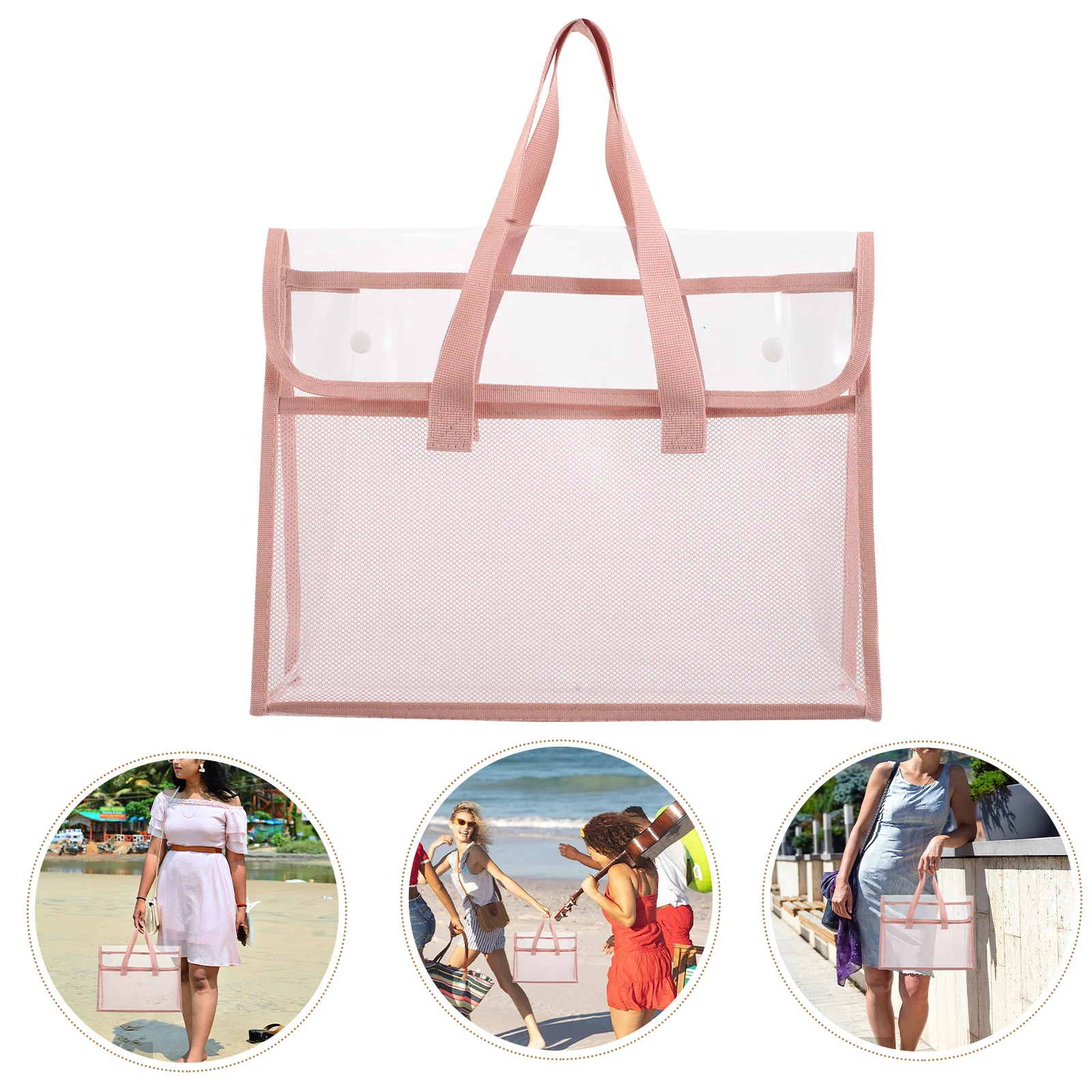 

Large Capacity Transparent Tote Bag Waterproof Clear Handbag Beach Travel Swimming Shopping Outdoor Transparent Tote