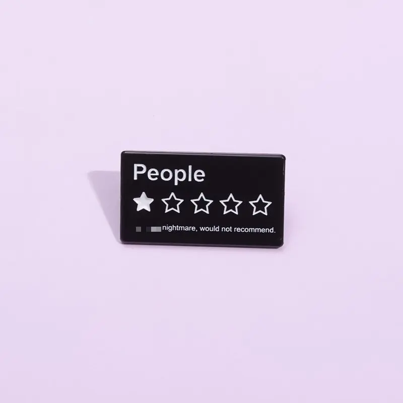 Humorous creative enamel pin One-star movie review black brooch Backpack Hat Lapel Accessories Metal Badge Jewelry Wholesale