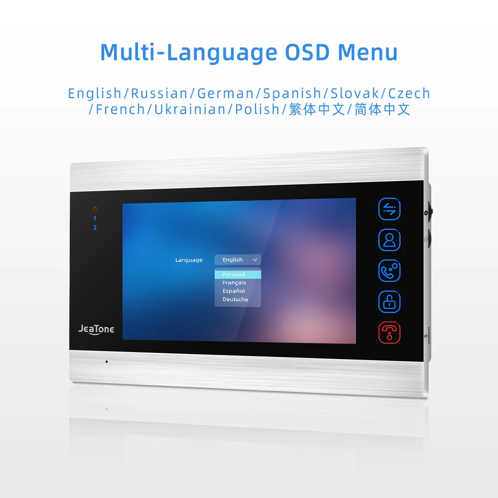 Jeatone 7 inç kapalı monitör görüntülü kapı telefonu kapı zili interkom sistemi fotoğraf Video kayıt alarak gümüş duvar montaj monitör