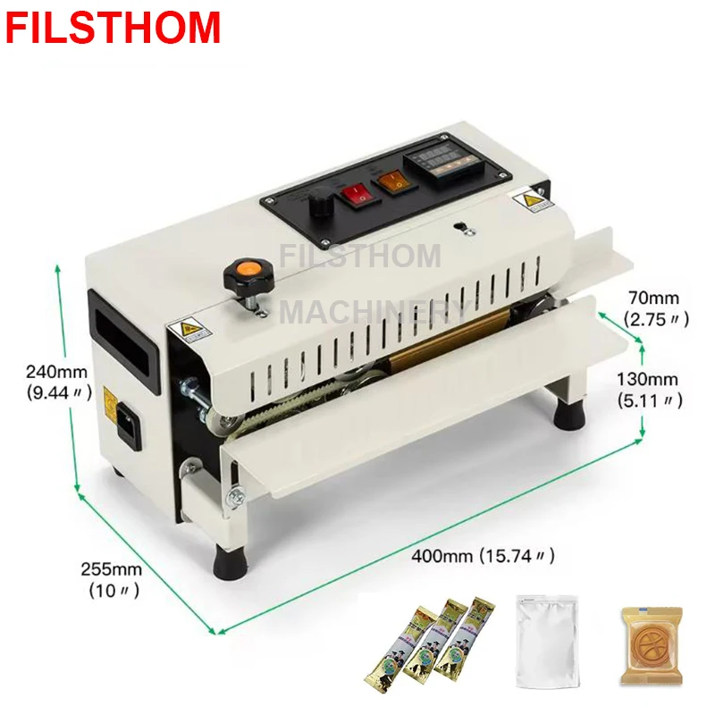 Portable Small Sealer Horizontal Household Table Continuous Heat Sealing Machine For Plastic Film Aluminum Foil Pouch Bag