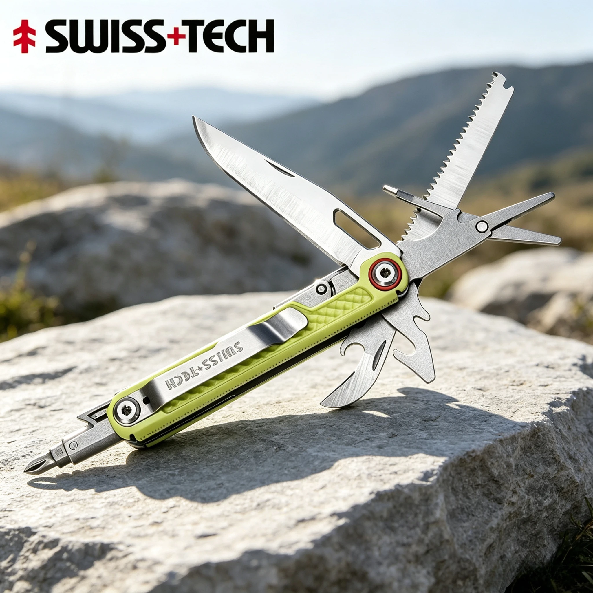 SWISS TECH 11 in 1 Mini Pocket Knife Multitool EDC Outdoor Camping Survival Tools Portable Folding Knife Scissors Screwdriver