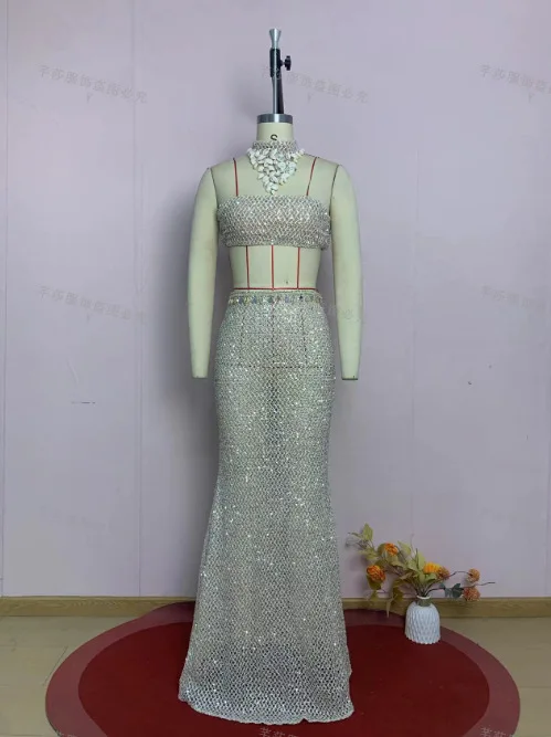 Three Piece Set Women Long Skirt Sets Strapless Choker Hollow Out Floor Length Skirts A Line Slim Fit Sleeveless Top 2026 Summer view 5