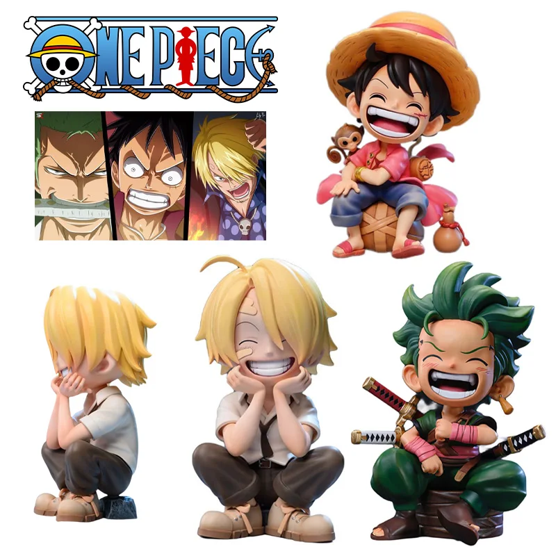 ONE PIECE Luffy Zoro Sanji Q Version Anime Figure Children Toys Handheld Action Figures Model Desktop Ornaments Birthday Gifts