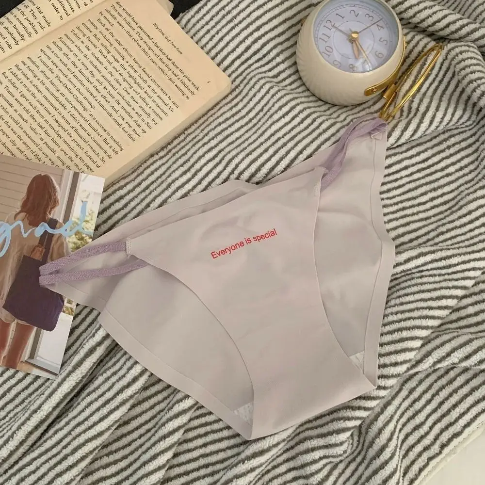 Lingerie Letter Summer Panties Breathable Thin Strap Seamless Briefs Low Waist Ice Silk Underwear Spring Summer