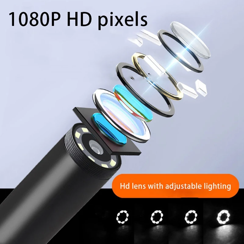 1080P HD Digital Endoscope Camera 8Mm Waterproof Drainage Camera 5-Inch Car Camera (5M)