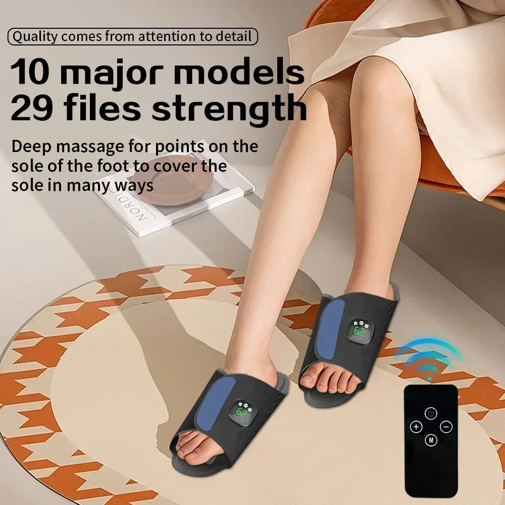 Foot Massage Shoes EMS Pulse Acupoint Stimulation Foot Massage Slippers With Remote Control And 4 Electrode Pads Relieve Muscle