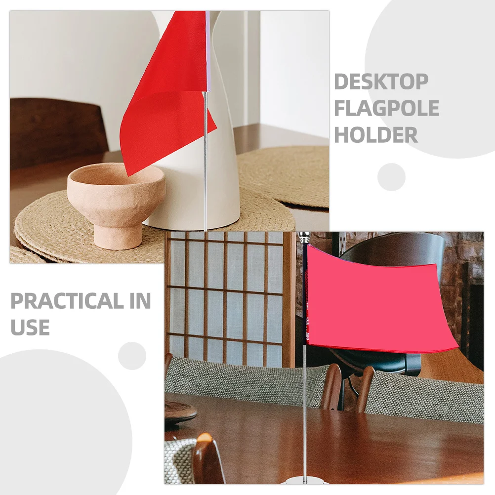 

2pcs Metal Desktop Flagpole Sturdy Iron Base Wear-Resistant Office Home Decorative Stand Durable Table Flag Holder Compact Flag
