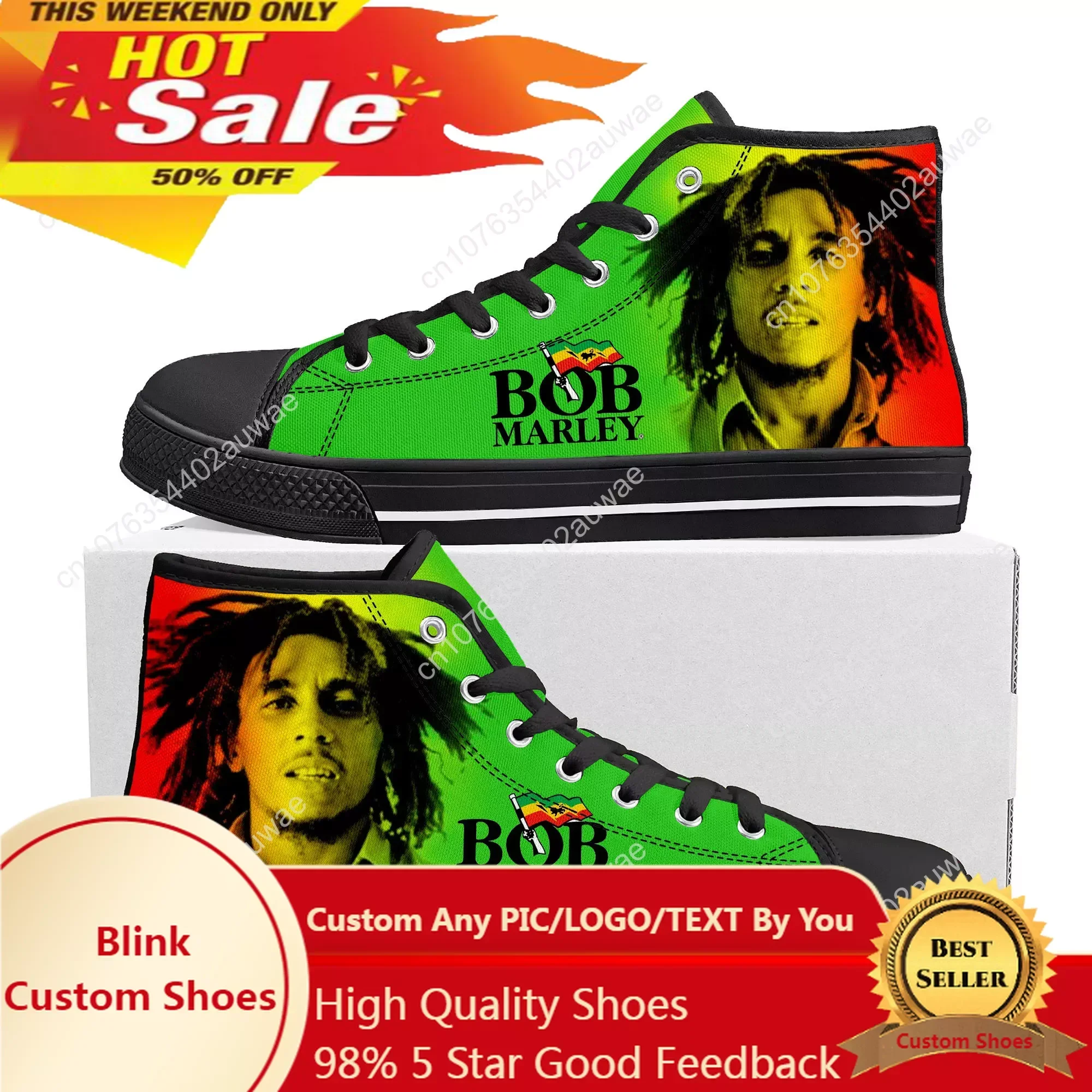 Homens e mulheres Legend Bob Marley Reggae Rasta Tênis de alta qualidade, tênis de lona casual, sapatos de casal, sapatos personalizados, alta qualidade