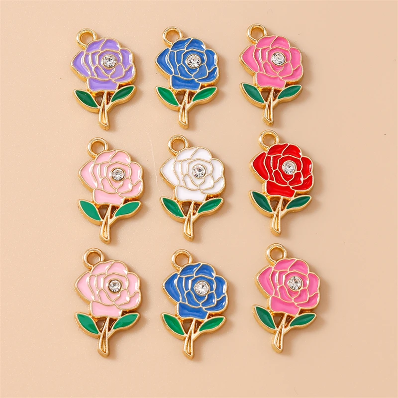 20 Stück niedliche bunte Emaille-Blumenanhänger für Ohrhänger, Halsketten, Armbänder, DIY-Bastelarbeiten, Schmuckherstellung, Zubehör ﻿ – Detail 8