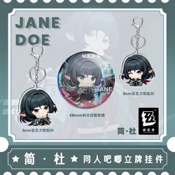 Anime Zenless Zone Zero Jane Doe Cosplay Cartoon Acrylic Keychain Keyring Standing Sign Badge Emblem Pendant Adorn Xmas Gift