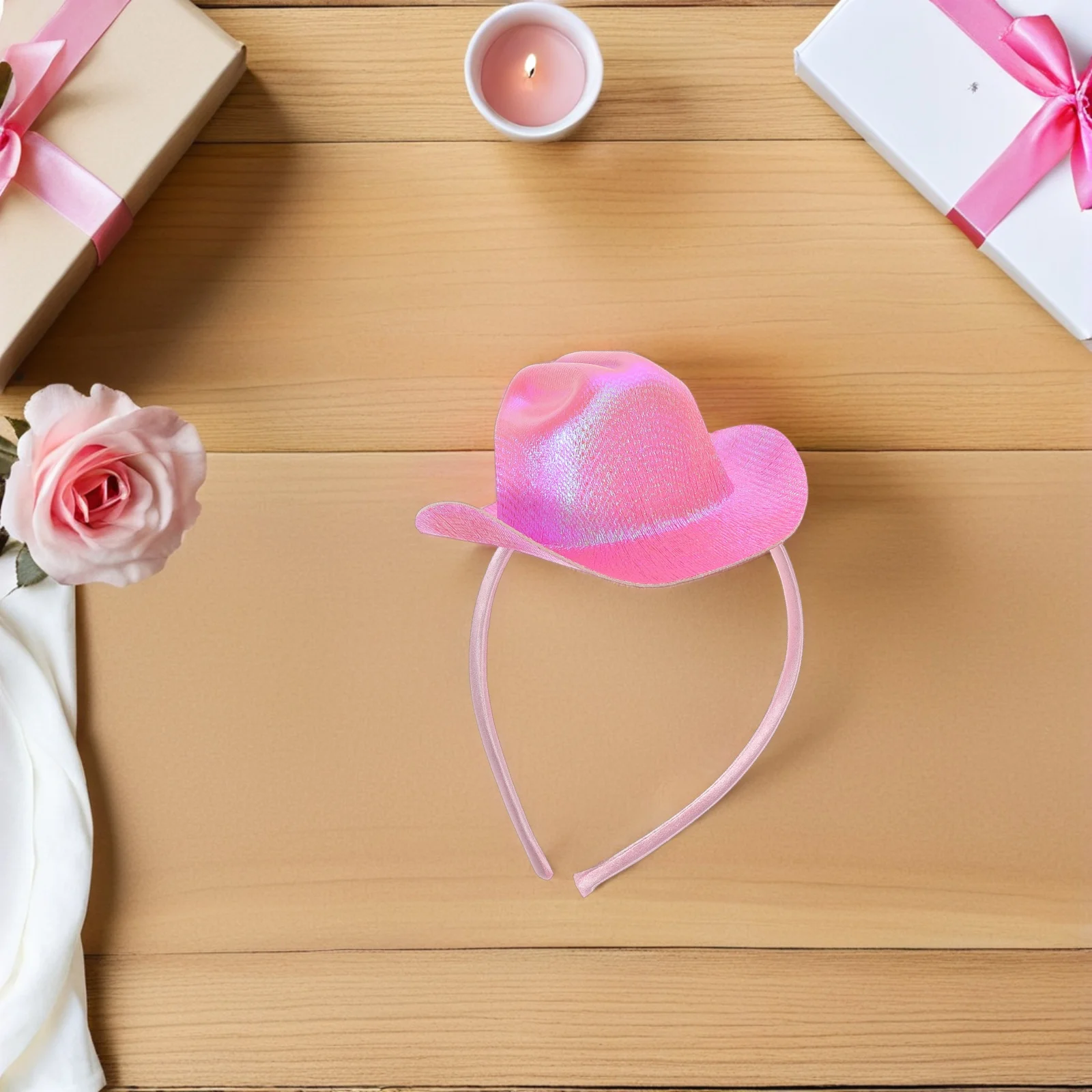 قبعة راعية البقر الصغيرة عصابة رأس لامعة على الطراز الغربي خفيفة الوزن لتزيين الحفلات للأطفال إكسسوار أعياد الميلاد والهالوين وعيد الميلاد