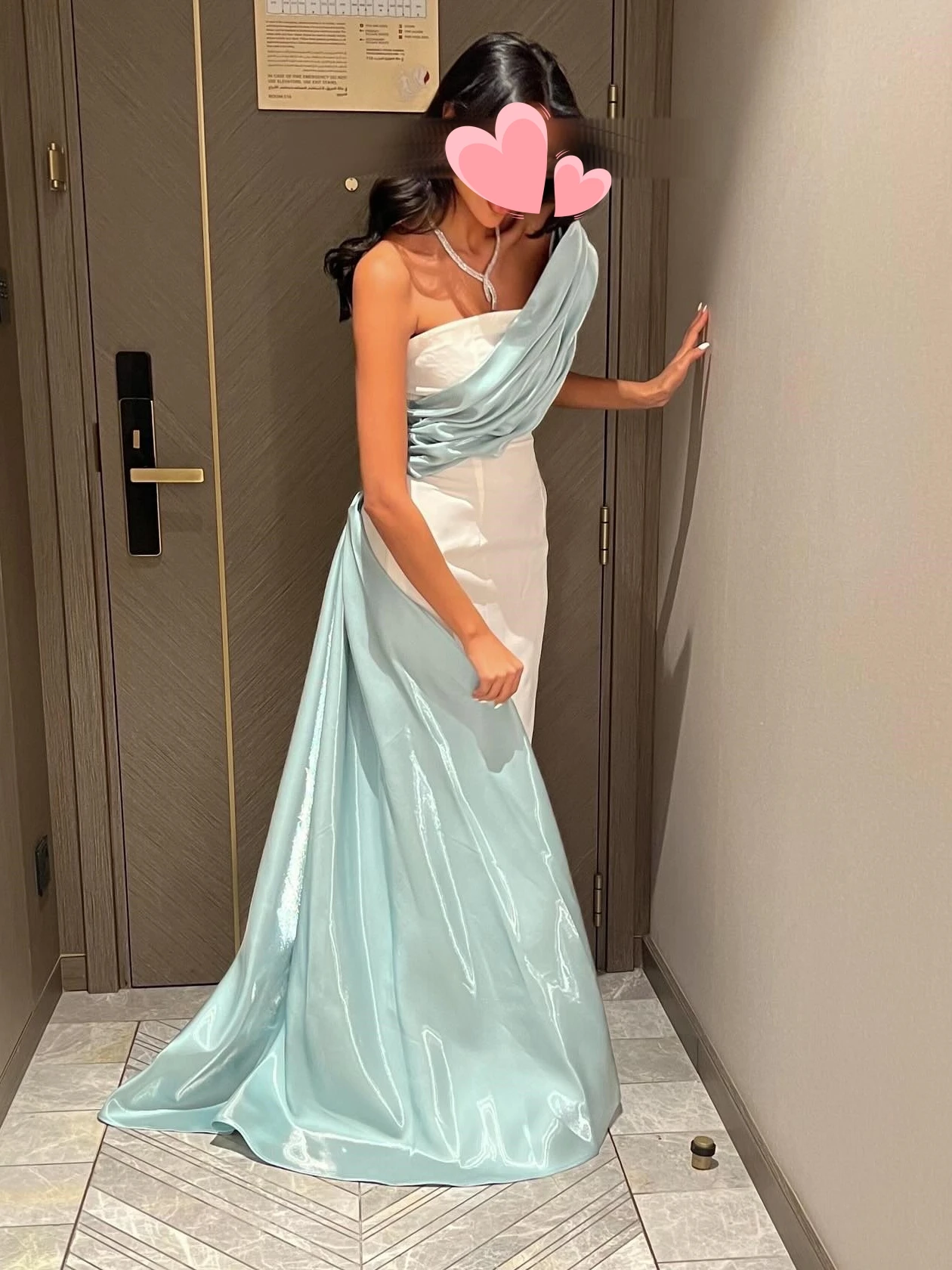 Other Shore Elegant Vintage Sweet Green Shiny Satin One Shoulder Customize Formal Occasion Prom Dress Evening Party Gowns