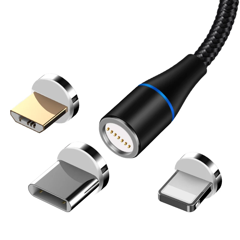 3A Super Fast  Charging Cable Magnetic Charging USB Cable 360 Degree Rotate For Xiaomi Type C Micro USB Cord Phone Charger Wire