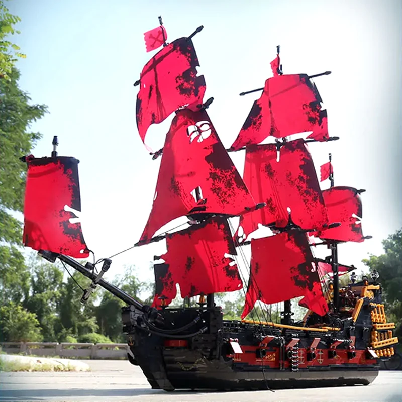 MOULD KING 13109 Technical MOC Pirates Ship Building Blocks Bricks Red Ship Model Puzzle Assembly Toys Christmas Gift For Kids