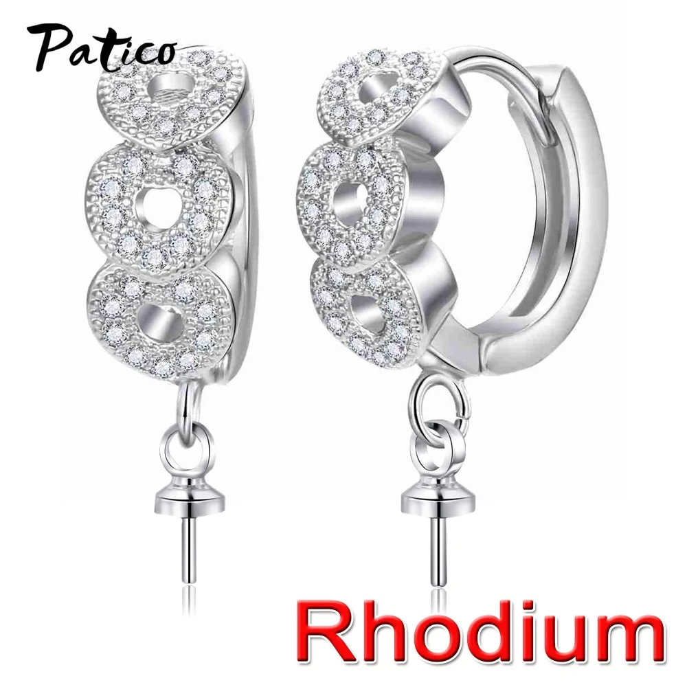 DIY kreative echte 925 Sterling Silber Ohrring Creolen Handwerk Runde Schleifen Frauen Zirkon Ohrringe machen Erkenntnisse