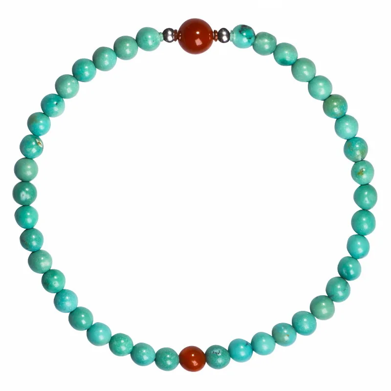 New Chinese Style Natural Optimized Turquoise Bracelet with Red Agate for Women Gifts