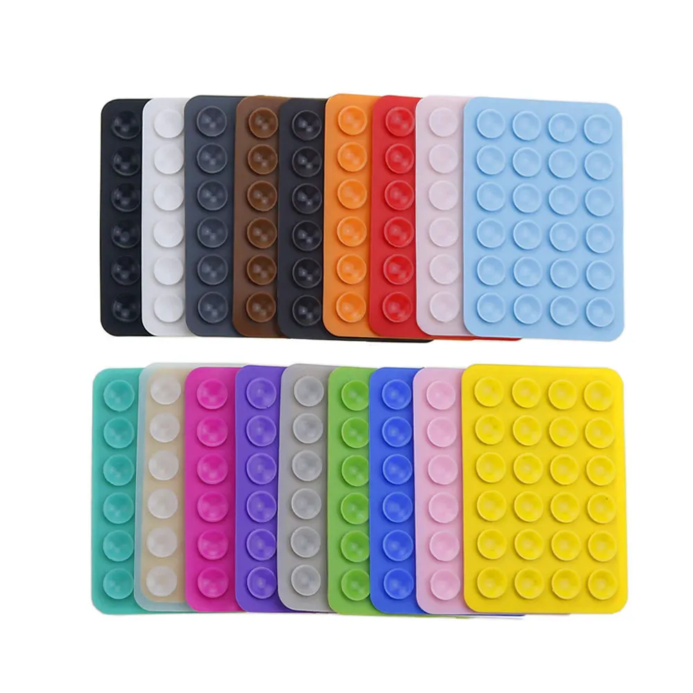 1Piece Silicone Suction Phone Holder Multifunctional Suction Cup Stand Square Anti-Slip Single-Sided Case Mount Back Sticker