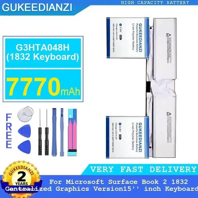 

Tablet Battery Reliable Replacement 7770mAh For Microsoft Surface Book 2 13.5 Inch 1832 1834 Keyboard G3HTA048H