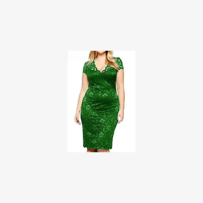 Gaun Maxi Wanita Ukuran Besar dengan Detail Renda dan Potongan V, Motif Bunga, Musim Semi 209, Bahan Lainnya 00%