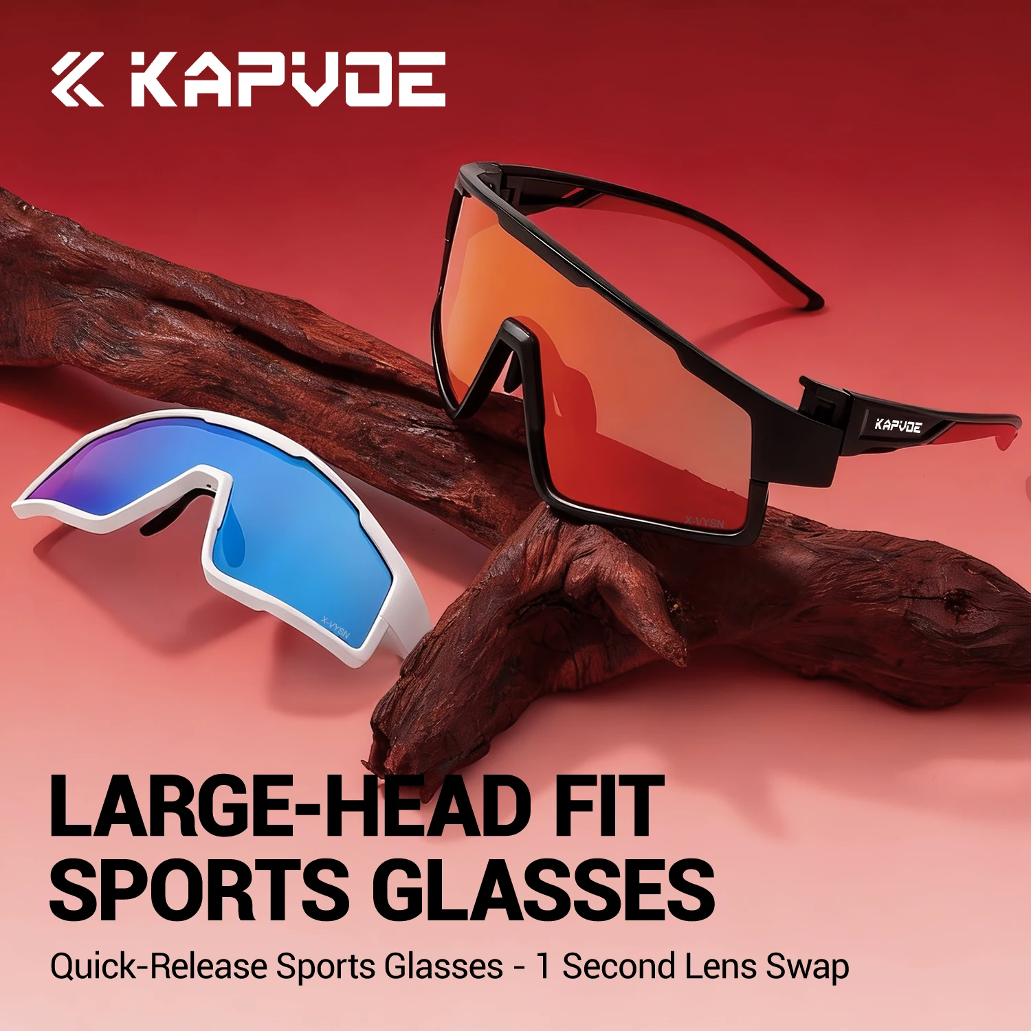 

Спортивные солнцезащитные очки KAPVOE с большими линзами для мужчин и женщин, фотохромные очки для велоспорта, очки для активного отдыха и походов.