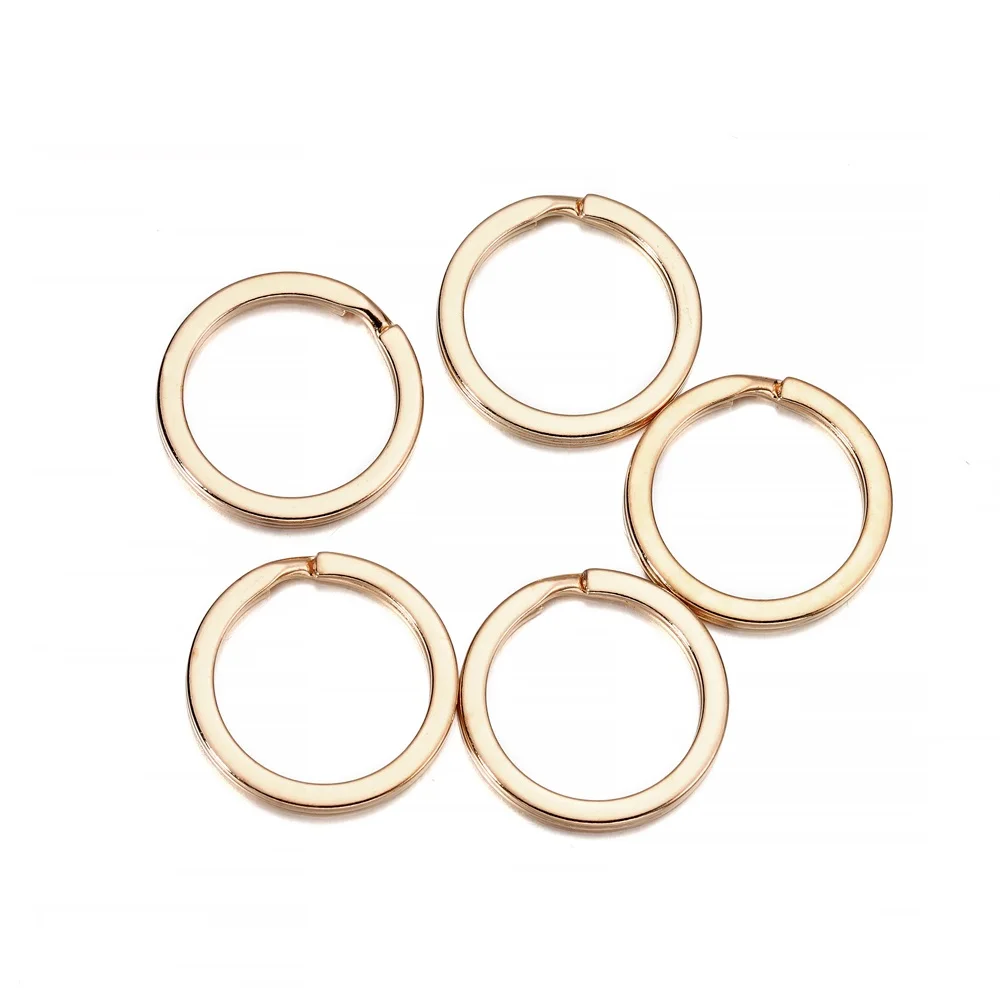 10Pcs/lot 25 28 30mm Metal Round Keyring Gold Color Key Ring Keychain Connectors For DIY Jewelry Making Findings Accessories