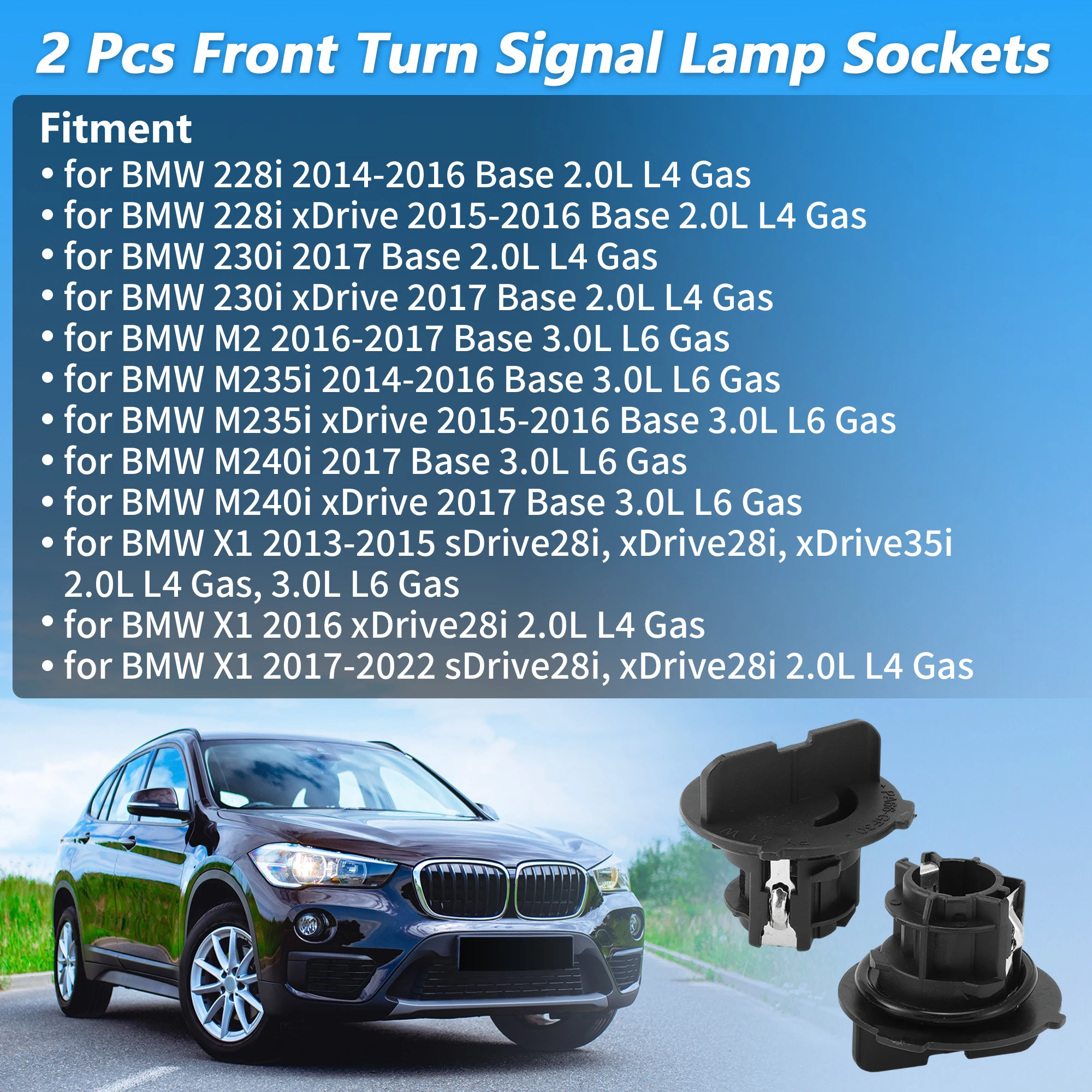 UXCELL 2 Pcs Front Turn Signal Light Socket 63117393855 for BMW X1 228i 230i M2 M235i