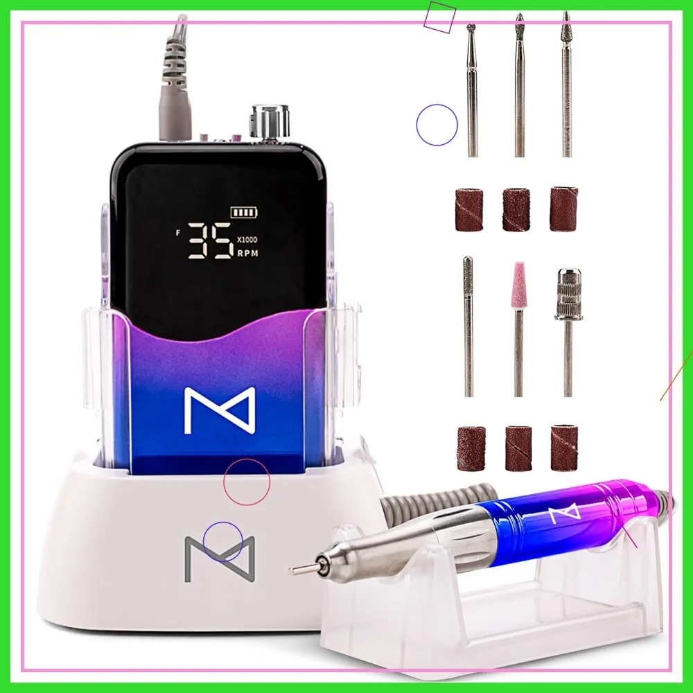 

Professional Cordless Nail Drill Machine, 35000 RPM, HD Display, 2-in-1 Electric Nail File for Home and Salon Use