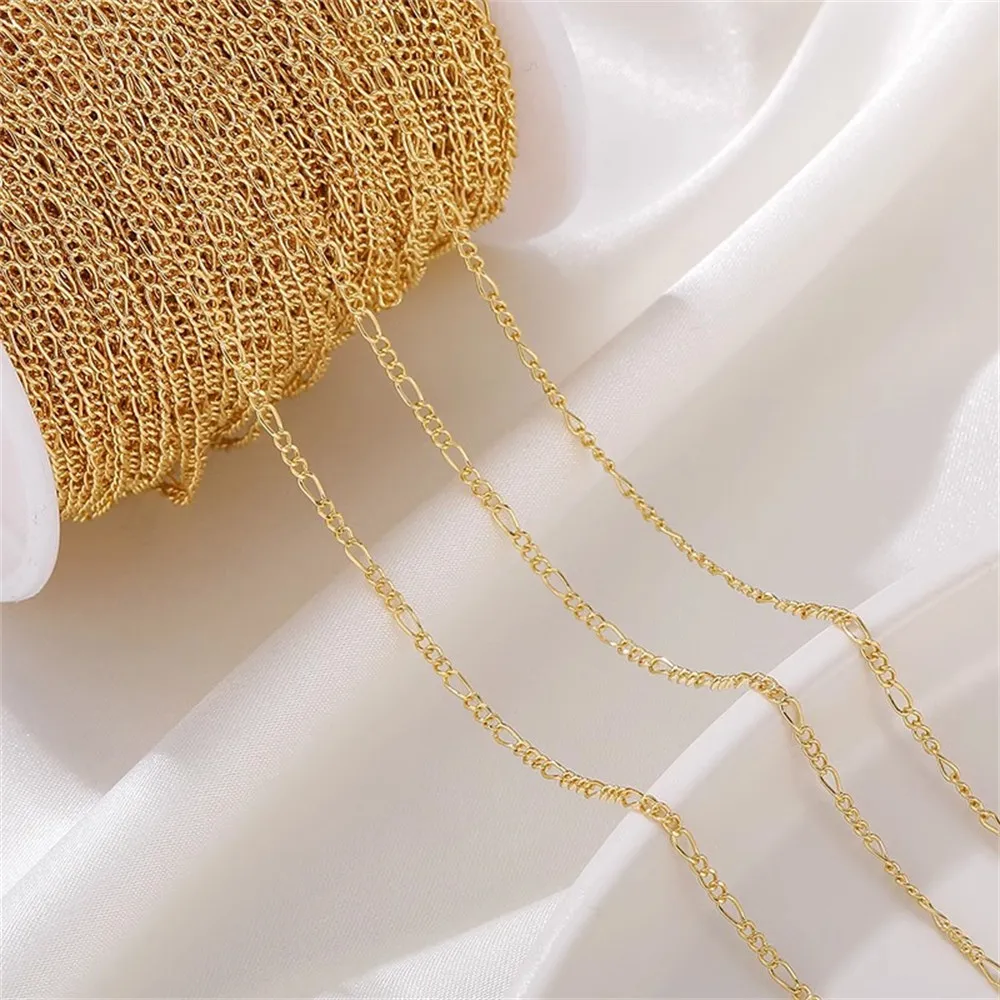 

14K Gold-Color Figure-8 Fem and Mother Chain, Figaro Chain, Handmade DIY Bracelet, Necklace, Jewelry, Materials, Accessories