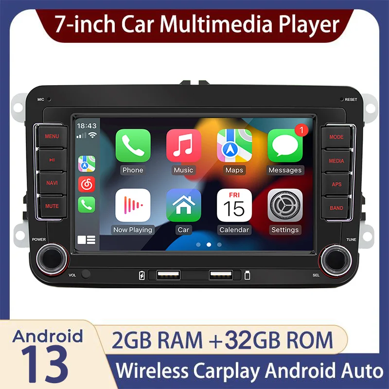 2din Car Radio 7inch GPS Navigation Multimedia Player Wireless Carplay Android for Volkswagen Golf Polo Passat B6 B7 CC Skoda